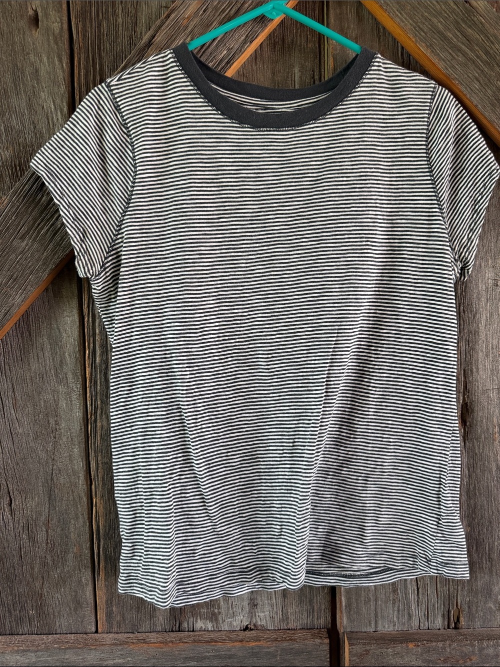 Black & White Striped Crew Neck Womens Shirt